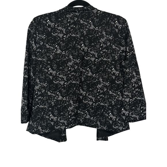 ELEMENTS Black White Lace Blazer Small Open Front Asymmetrical Hem EUC - Picture 2 of 3